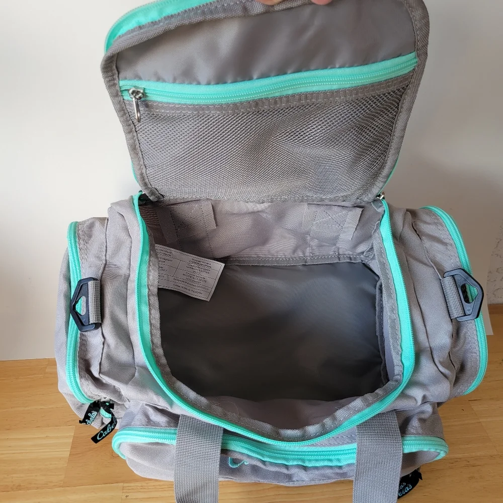Cabela's Gray and Teal Duffle Bag 15 Inches NWOT Shoulder Strap